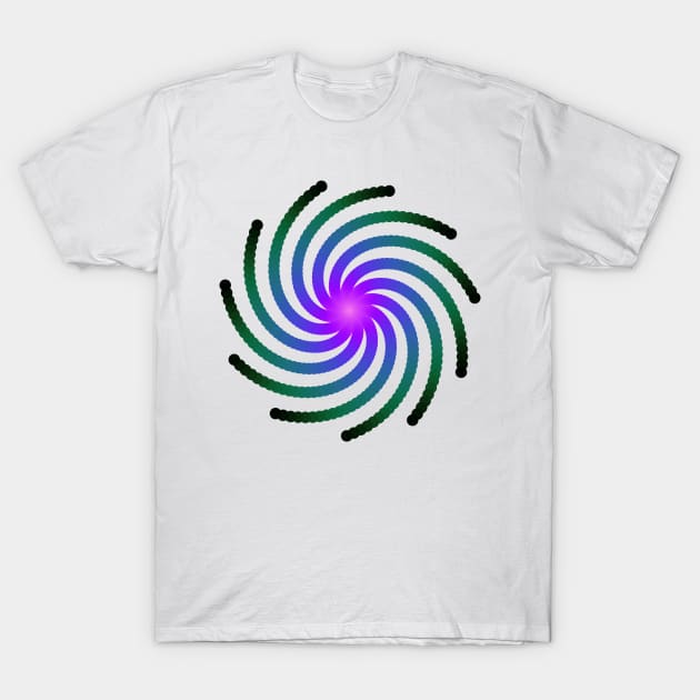 Galaxy Spiral | Dark Nebula Pink Blue Green T-Shirt by aRtVerse